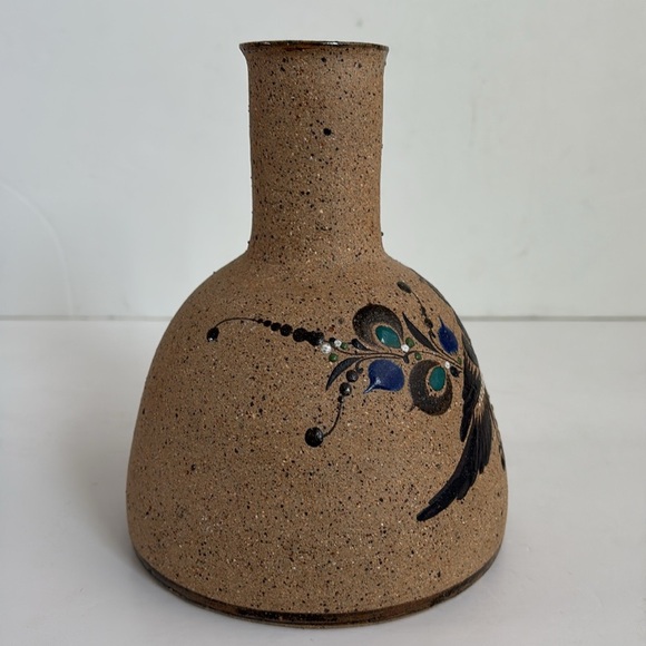 Mexican Tonala art stoneware pottery owl vase - Picture 3 of 15